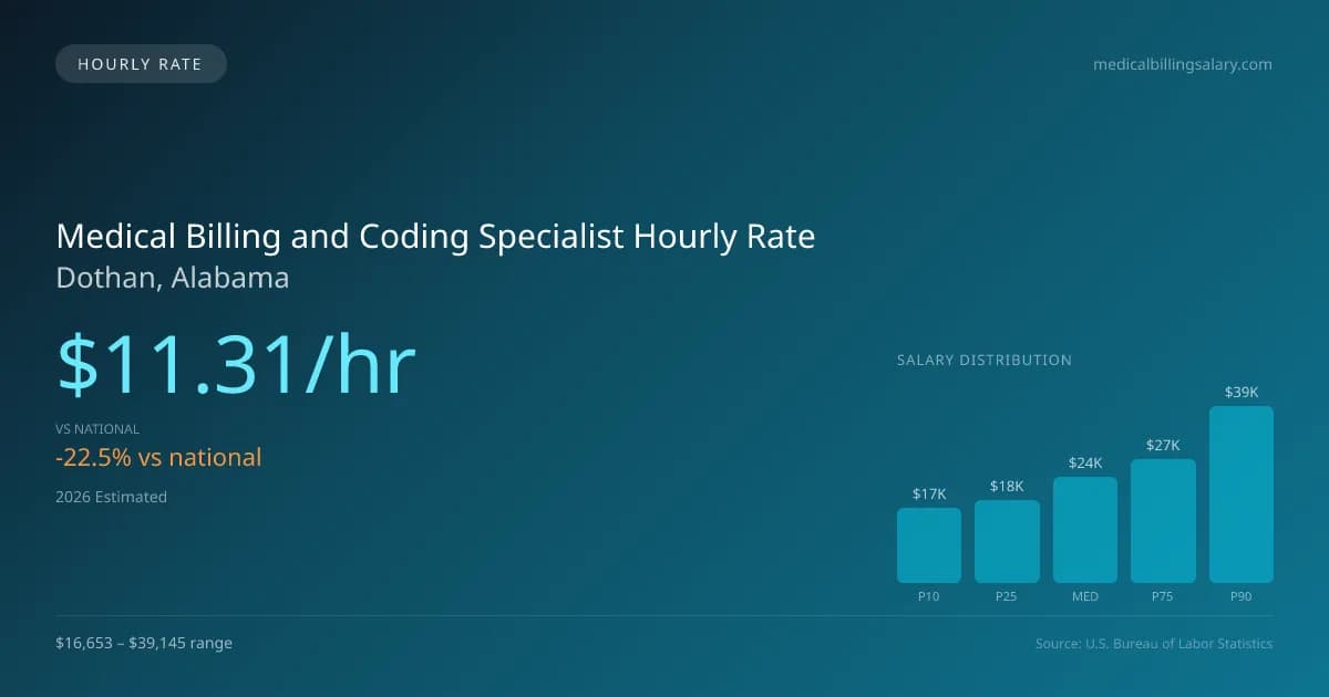 Medical Billing and Coding Specialist Hourly Rate in Dothan, AL — 2026 est., based on 2025 BLS