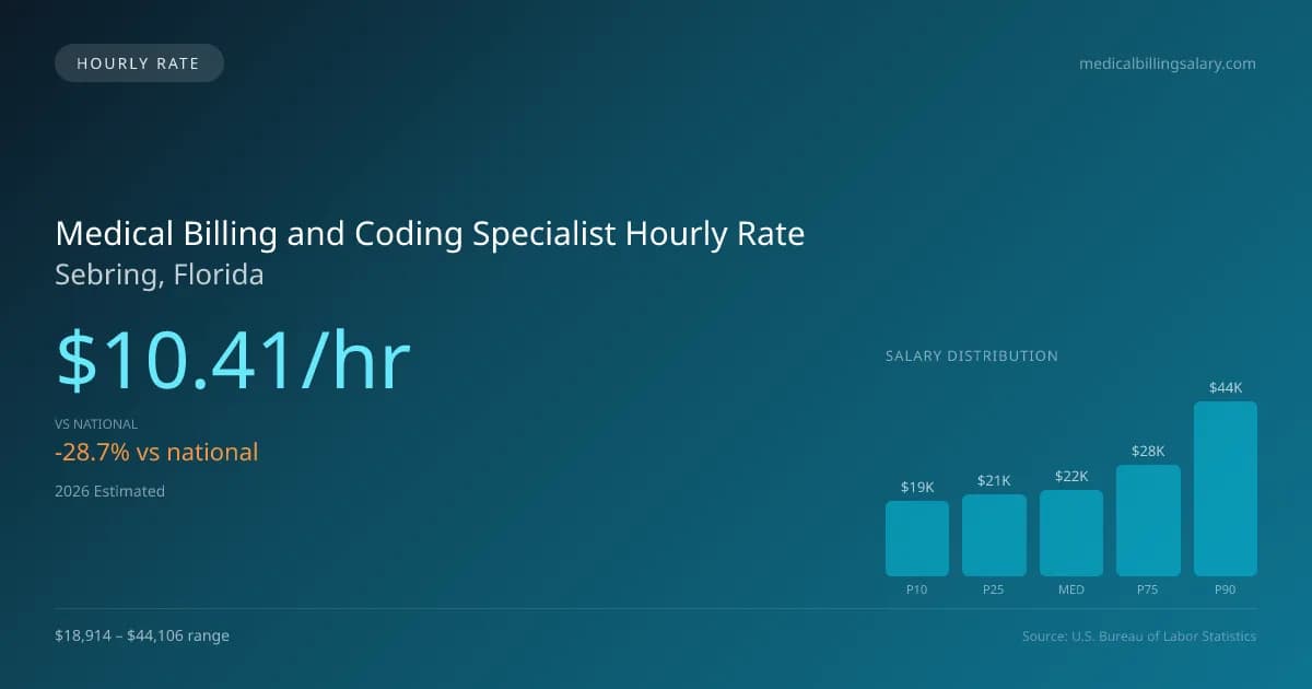 Medical Billing and Coding Specialist Hourly Rate in Sebring, FL — 2026 est., based on 2025 BLS