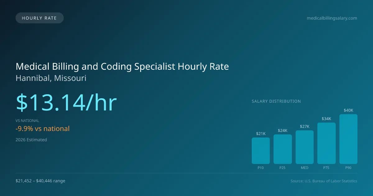 Medical Billing and Coding Specialist Hourly Rate in Hannibal, MO — 2026 est., based on 2025 BLS
