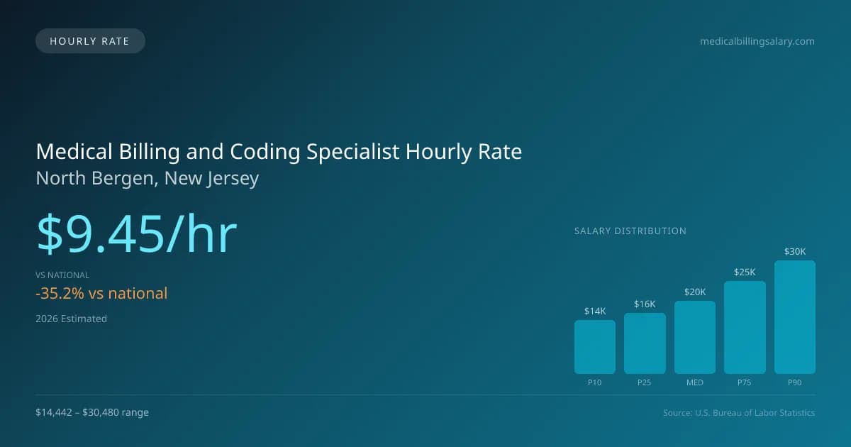 Medical Billing and Coding Specialist Hourly Rate in North Bergen, NJ — 2026 est., based on 2025 BLS