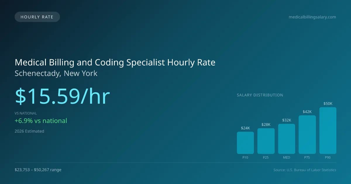 Medical Billing and Coding Specialist Hourly Rate in Schenectady, NY — 2026 est., based on 2025 BLS