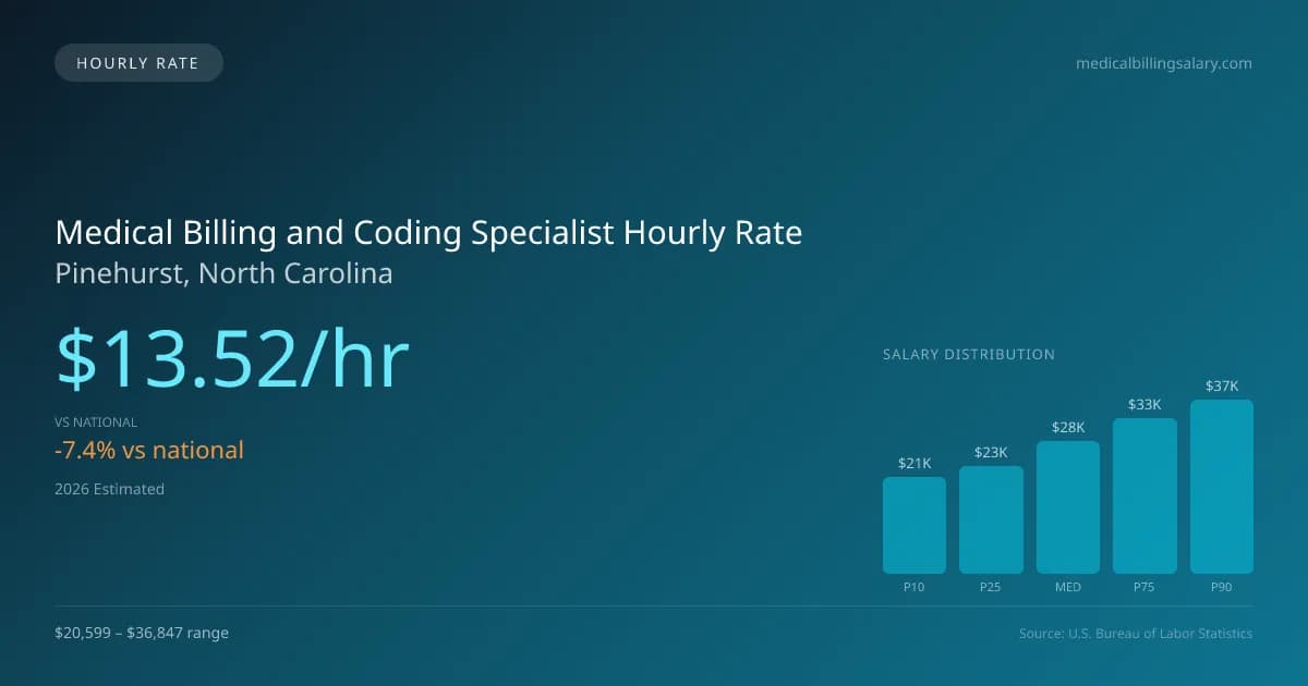 Medical Billing and Coding Specialist Hourly Rate in Pinehurst, NC — 2026 est., based on 2025 BLS