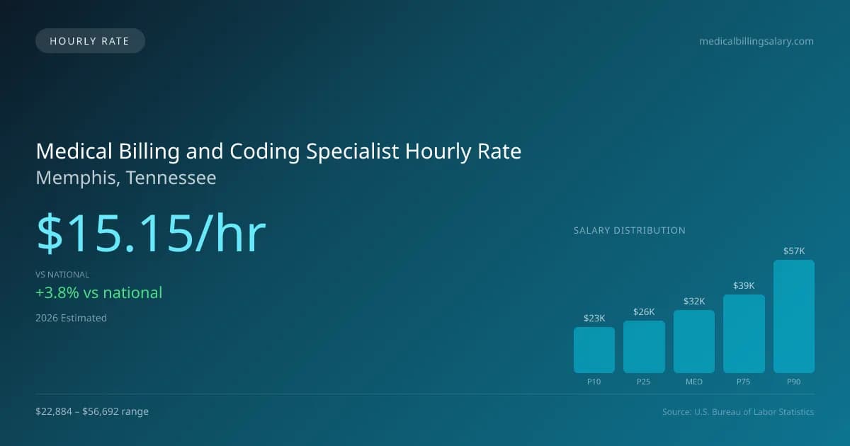 Medical Billing and Coding Specialist Hourly Rate in Memphis, TN — 2026 est., based on 2025 BLS