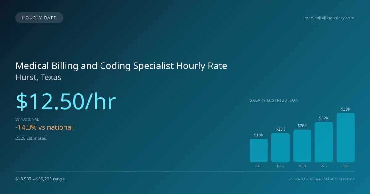Medical Billing and Coding Specialist Hourly Rate in Hurst, TX — 2026 est., based on 2025 BLS