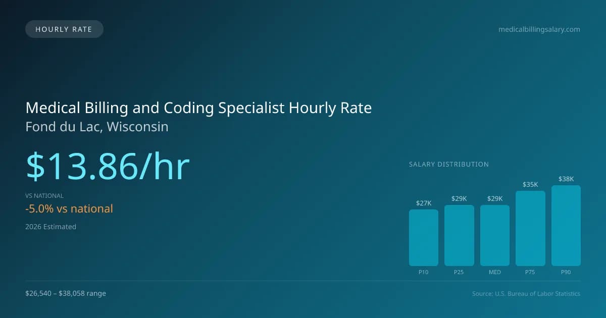 Medical Billing and Coding Specialist Hourly Rate in Fond du Lac, WI — 2026 est., based on 2025 BLS