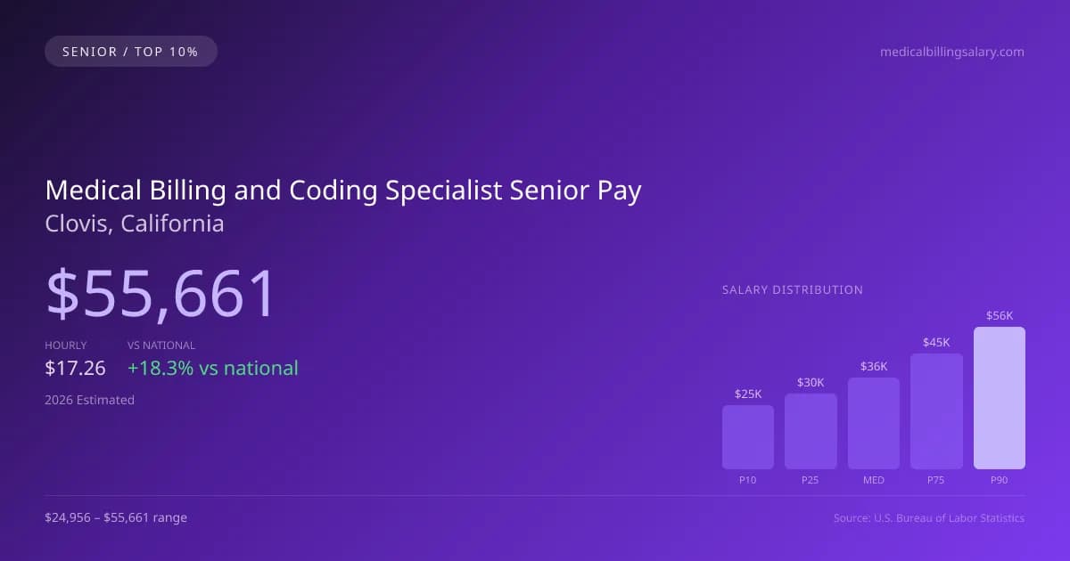 Medical Billing and Coding Specialist Senior Salary in Clovis, CA — 2026 est., based on 2025 BLS