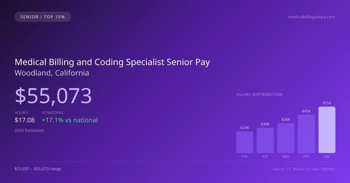 Medical Billing and Coding Specialist Senior Salary in Woodland, CA — 2026 est., based on 2025 BLS
