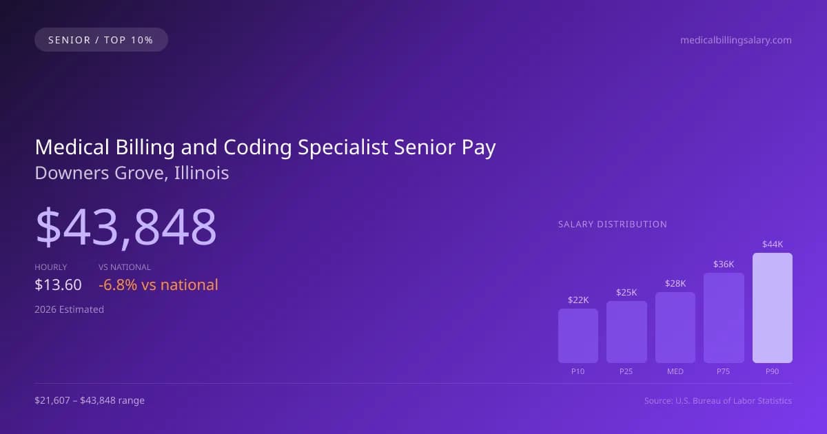 Medical Billing and Coding Specialist Senior Salary in Downers Grove, IL — 2026 est., based on 2025 BLS