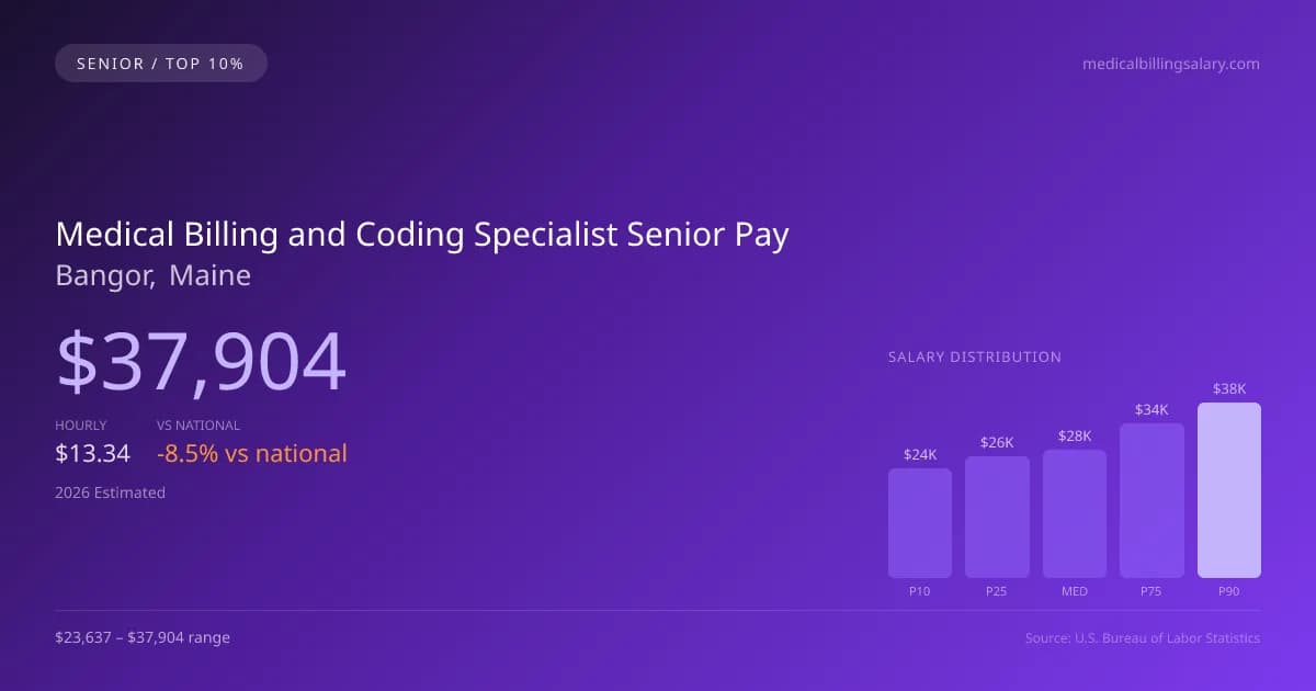 Medical Billing and Coding Specialist Senior Salary in Bangor, ME — 2026 est., based on 2025 BLS
