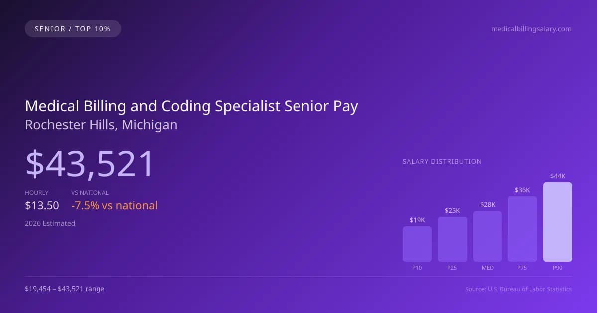 Medical Billing and Coding Specialist Senior Salary in Rochester Hills, MI — 2026 est., based on 2025 BLS