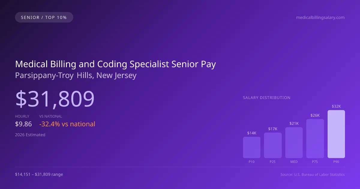 Medical Billing and Coding Specialist Senior Salary in Parsippany-Troy Hills, NJ — 2026 est., based on 2025 BLS