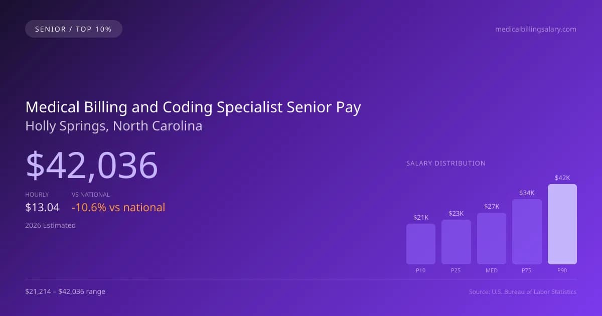 Medical Billing and Coding Specialist Senior Salary in Holly Springs, NC — 2026 est., based on 2025 BLS