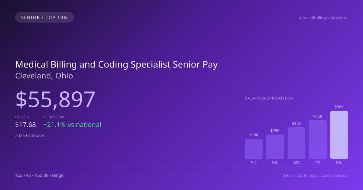 Medical Billing and Coding Specialist Senior Salary in Cleveland, OH — 2026 est., based on 2025 BLS