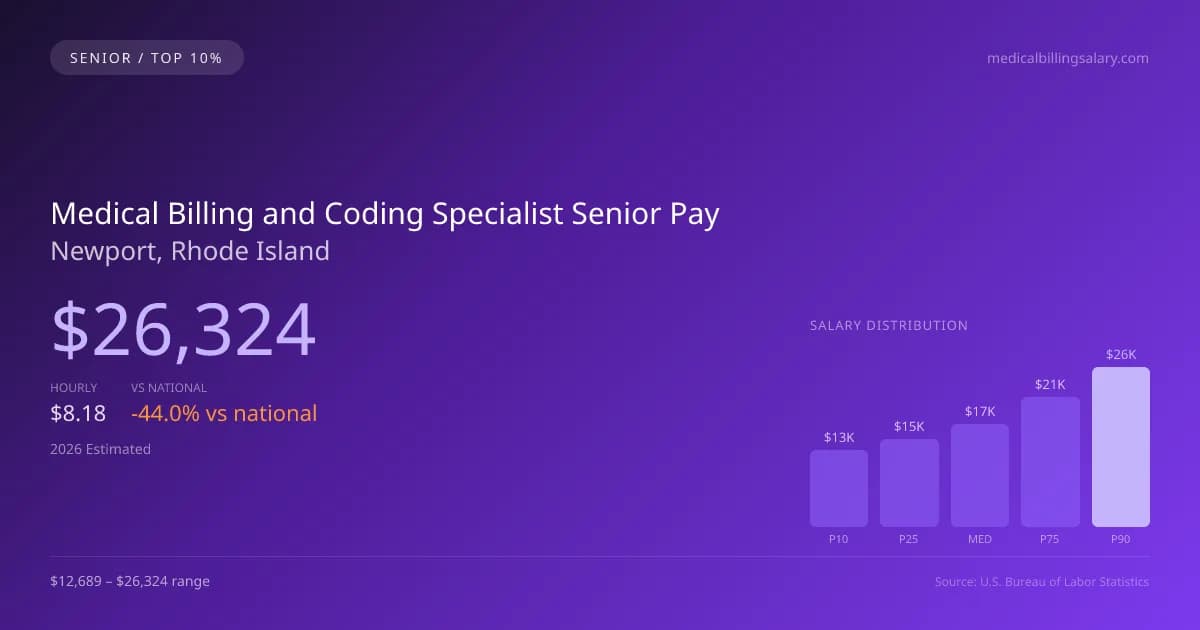 Medical Billing and Coding Specialist Senior Salary in Newport, RI — 2026 est., based on 2025 BLS