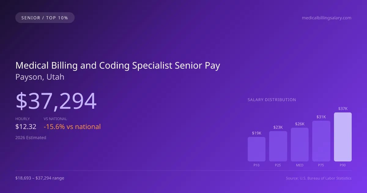 Medical Billing and Coding Specialist Senior Salary in Payson, UT — 2026 est., based on 2025 BLS