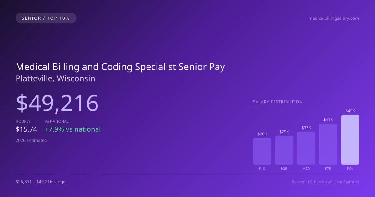 Medical Billing and Coding Specialist Senior Salary in Platteville, WI — 2026 est., based on 2025 BLS