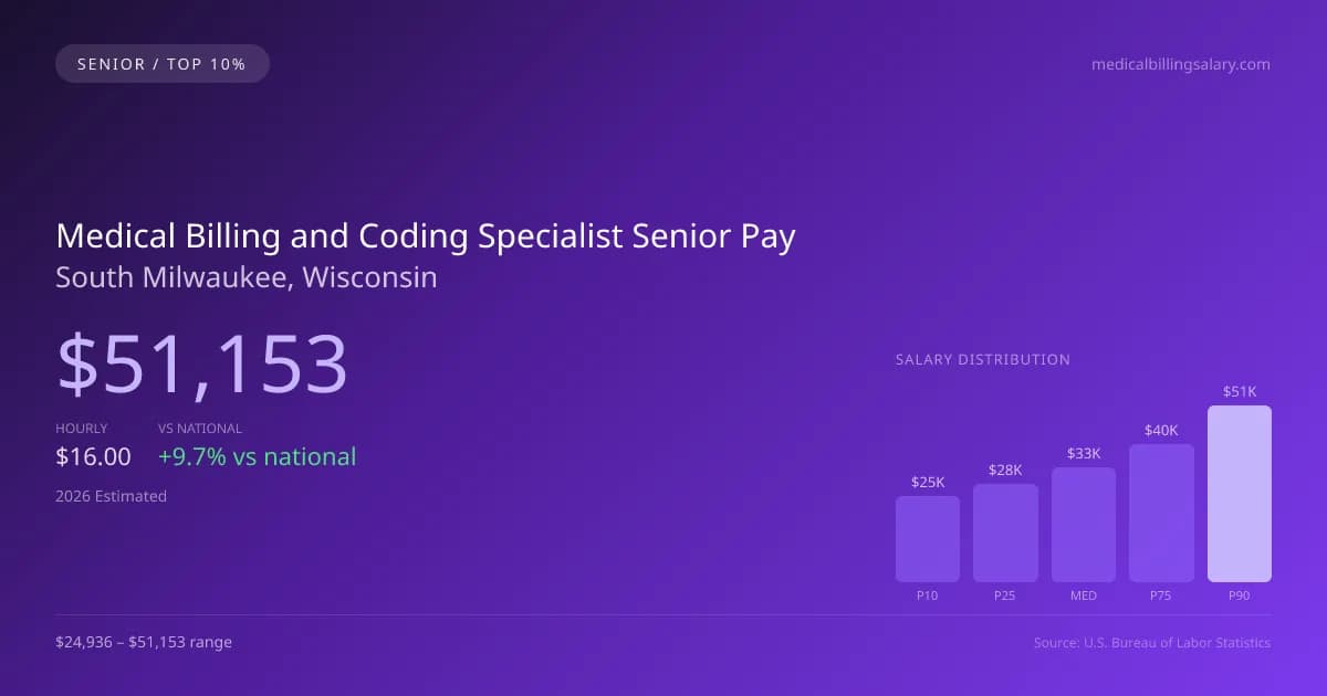Medical Billing and Coding Specialist Senior Salary in South Milwaukee, WI — 2026 est., based on 2025 BLS