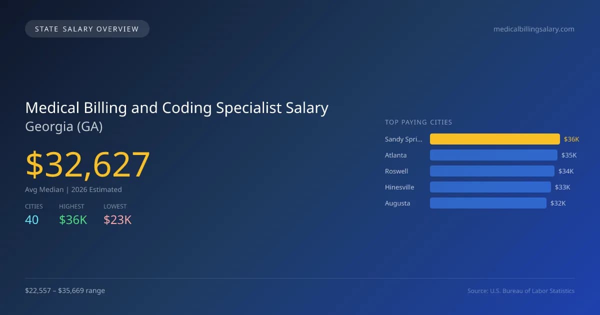 Medical Billing and Coding Specialist Salary in Georgia - 2025 BLS Data Infographic