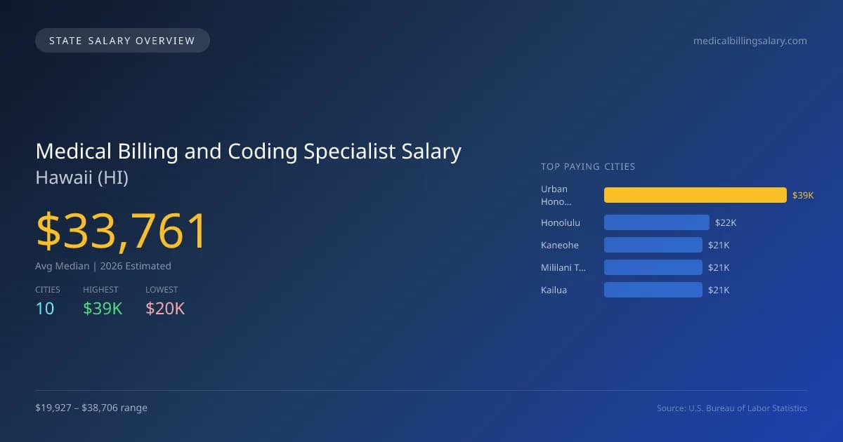 Medical Billing and Coding Specialist Salary in Hawaii - 2025 BLS Data Infographic