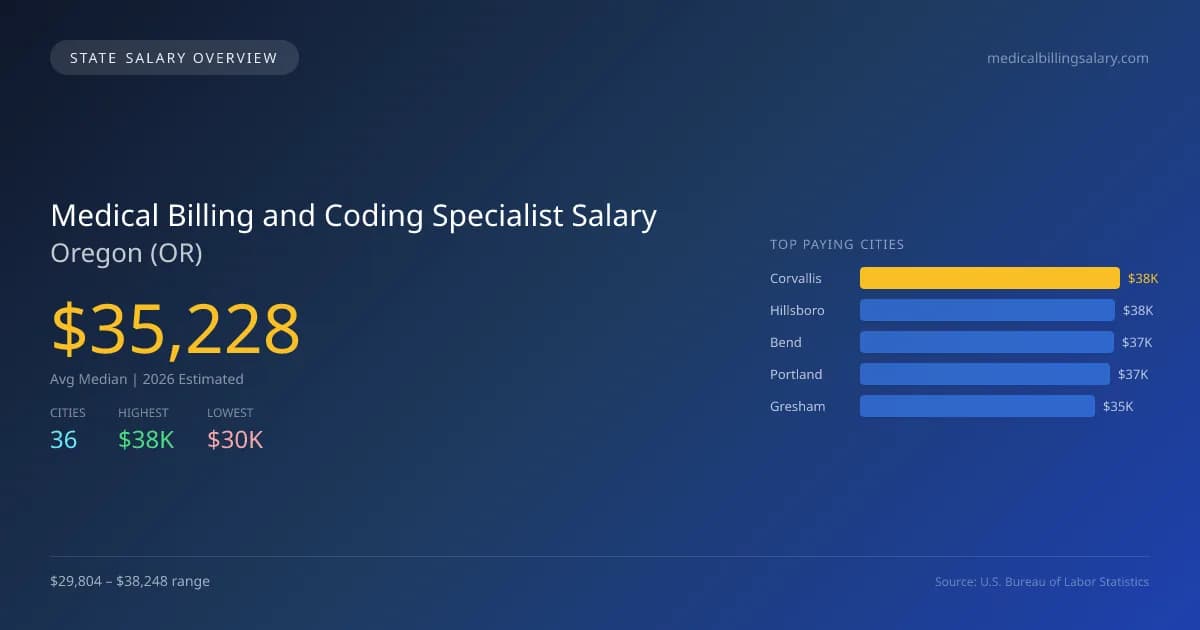 Medical Billing and Coding Specialist Salary in Oregon - 2025 BLS Data Infographic