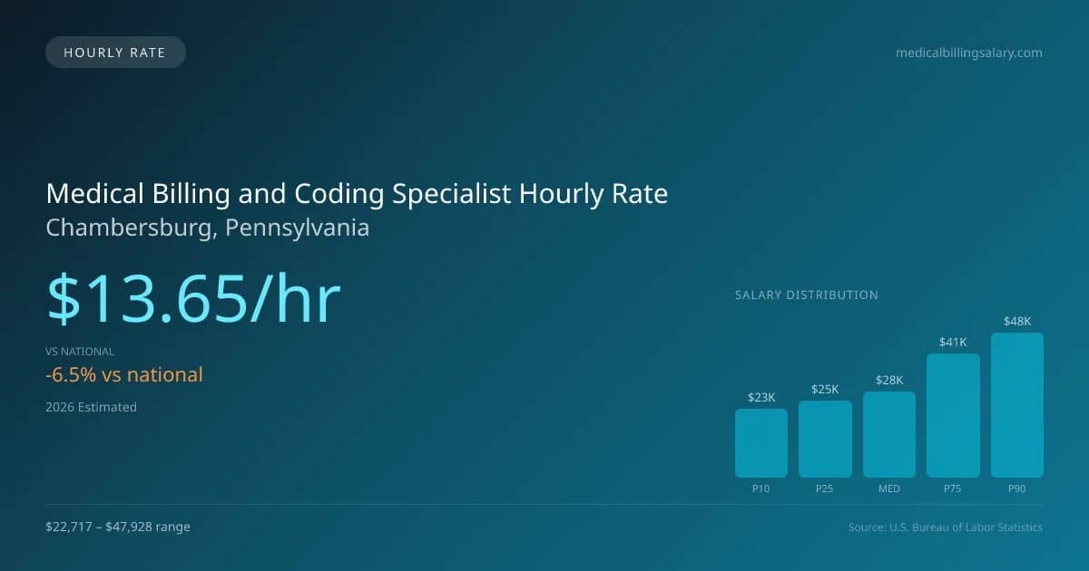 Medical Billing and Coding Specialist Hourly Rate in Chambersburg, PA — 2026 est., based on 2025 BLS