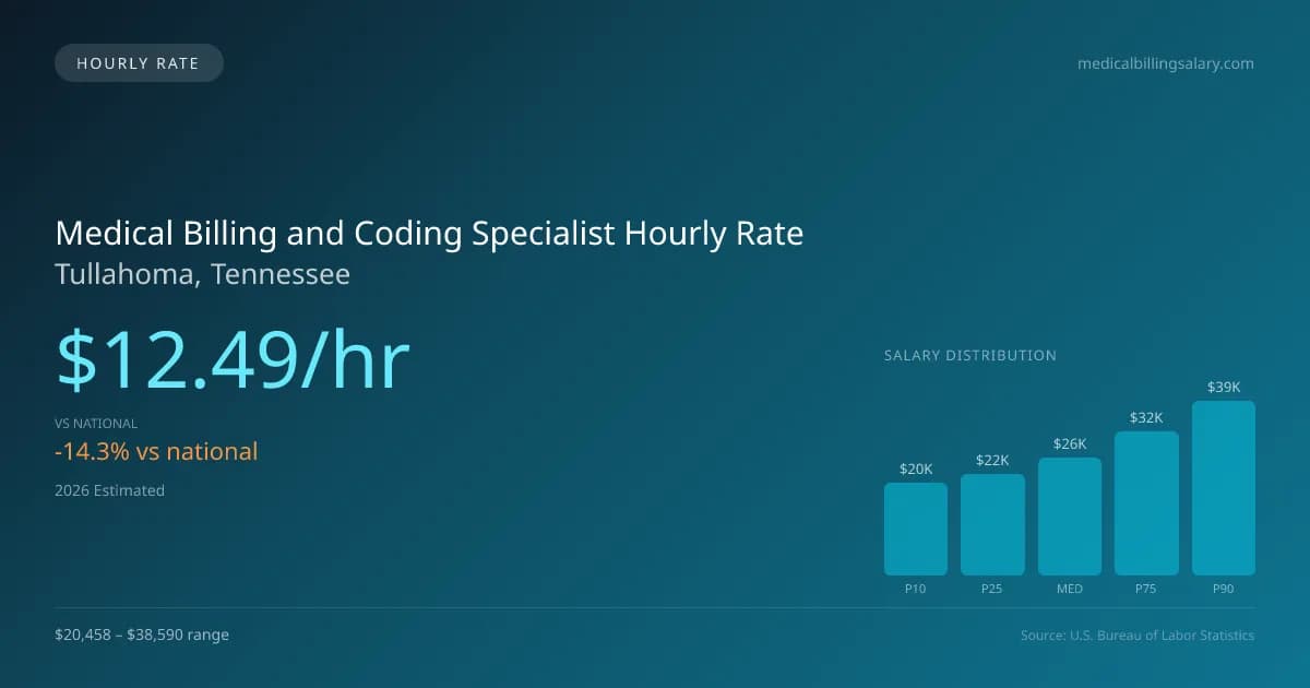 Medical Billing and Coding Specialist Hourly Rate in Tullahoma, TN — 2026 est., based on 2025 BLS