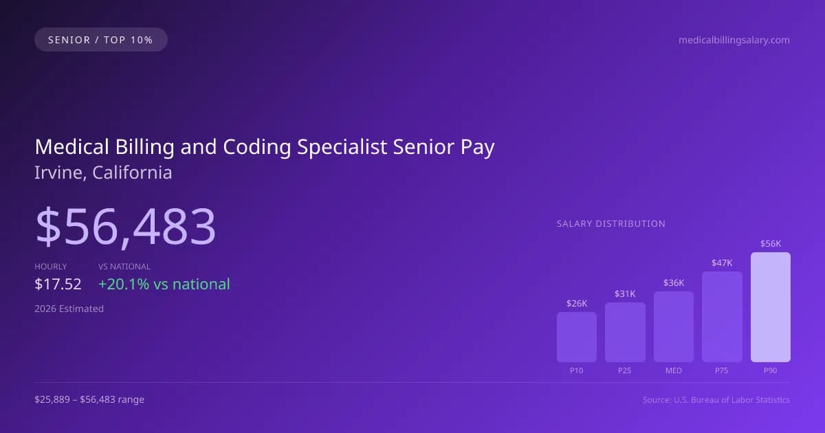 Medical Billing and Coding Specialist Senior Salary in Irvine, CA — 2026 est., based on 2025 BLS