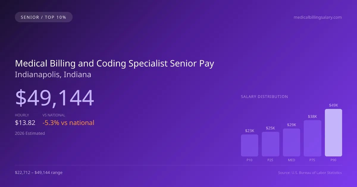 Medical Billing and Coding Specialist Senior Salary in Indianapolis, IN — 2026 est., based on 2025 BLS