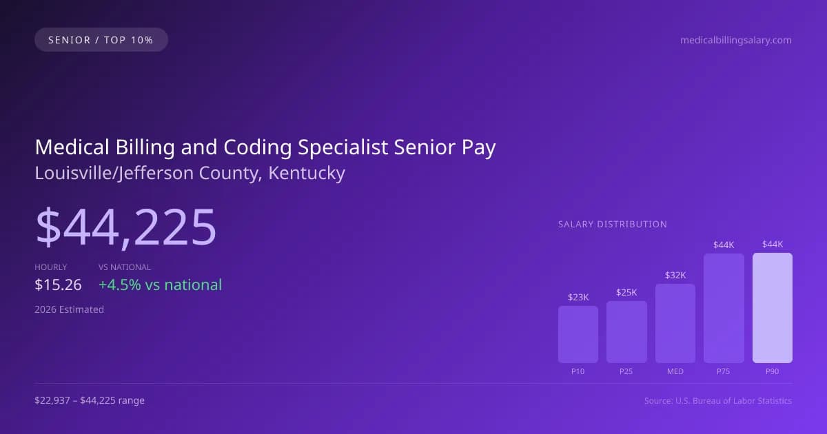 Medical Billing and Coding Specialist Senior Salary in Louisville/Jefferson County, KY — 2026 est., based on 2025 BLS