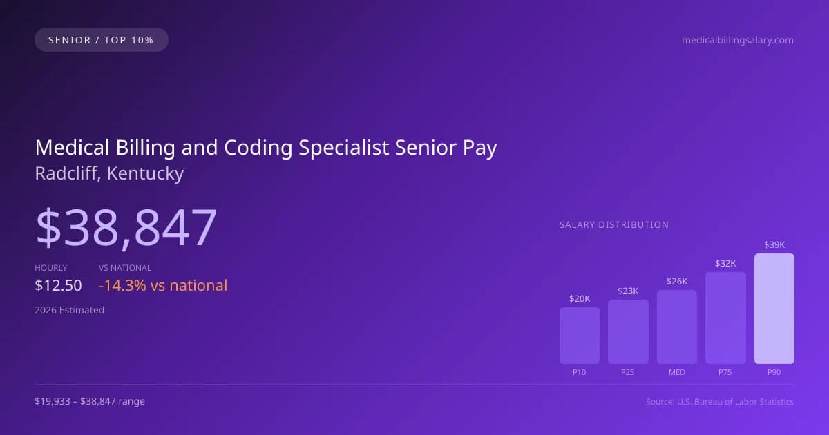 Medical Billing and Coding Specialist Senior Salary in Radcliff, KY — 2026 est., based on 2025 BLS