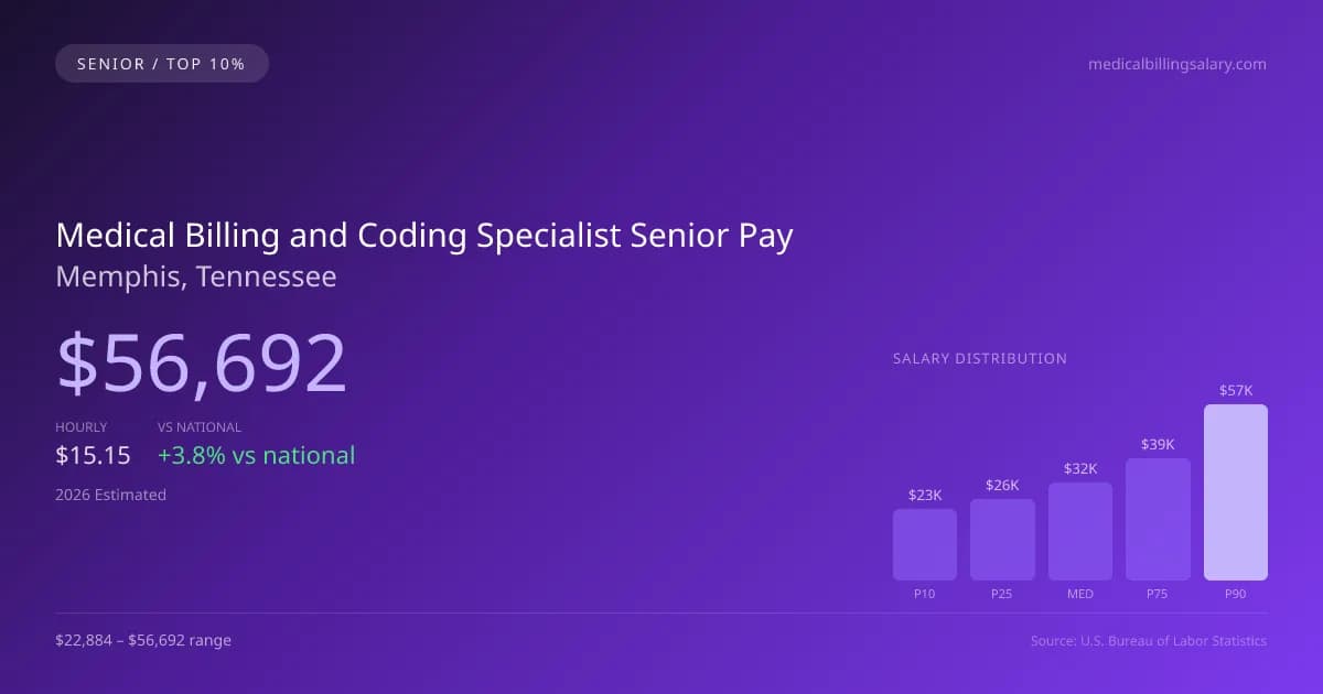 Medical Billing and Coding Specialist Senior Salary in Memphis, TN — 2026 est., based on 2025 BLS