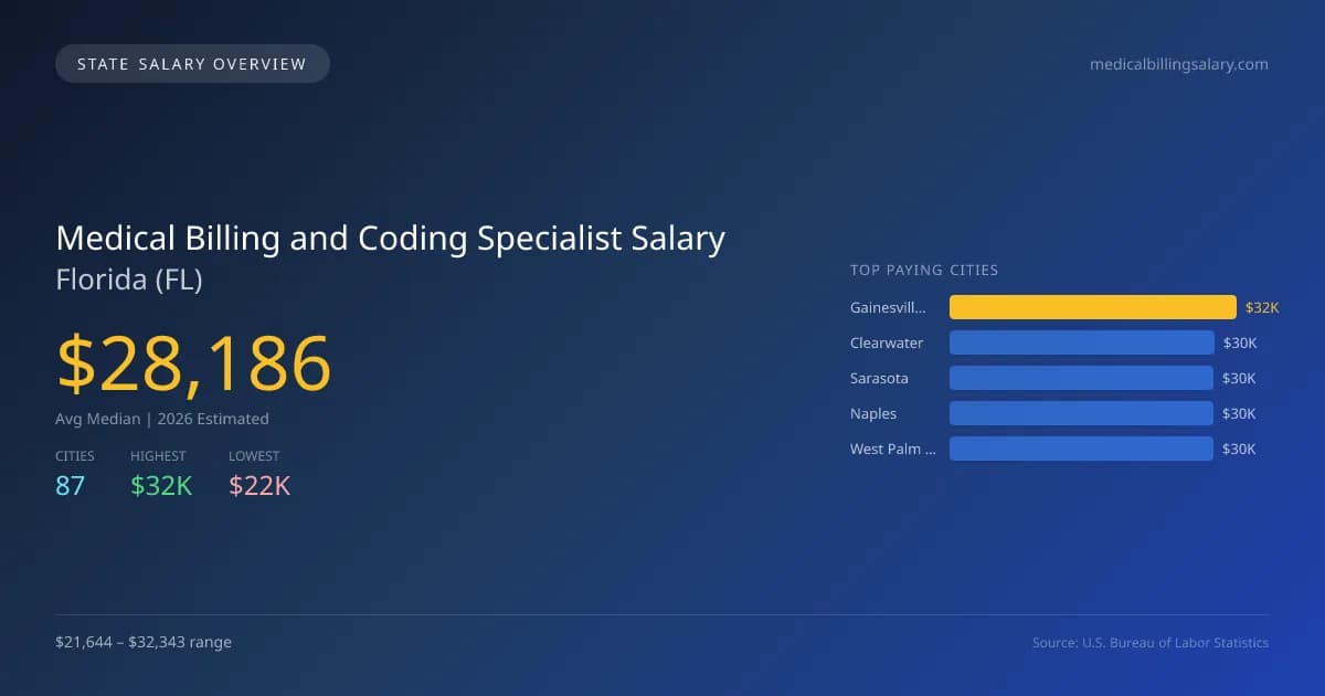 Medical Billing and Coding Specialist Salary in Florida - 2025 BLS Data Infographic