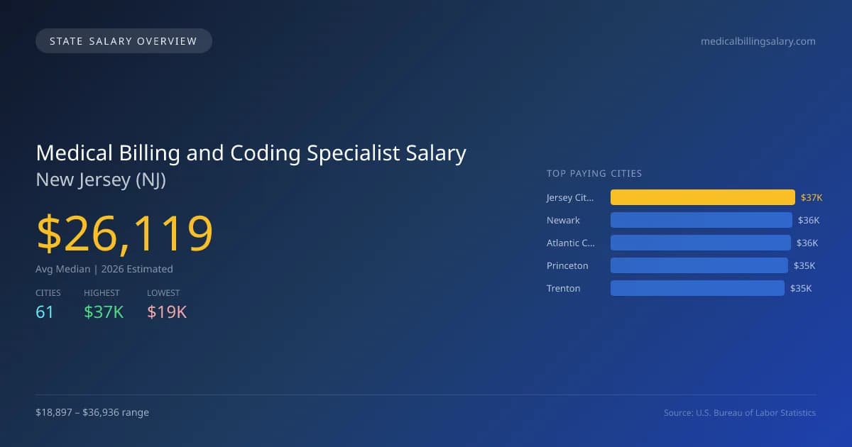 Medical Billing and Coding Specialist Salary in New Jersey - 2025 BLS Data Infographic