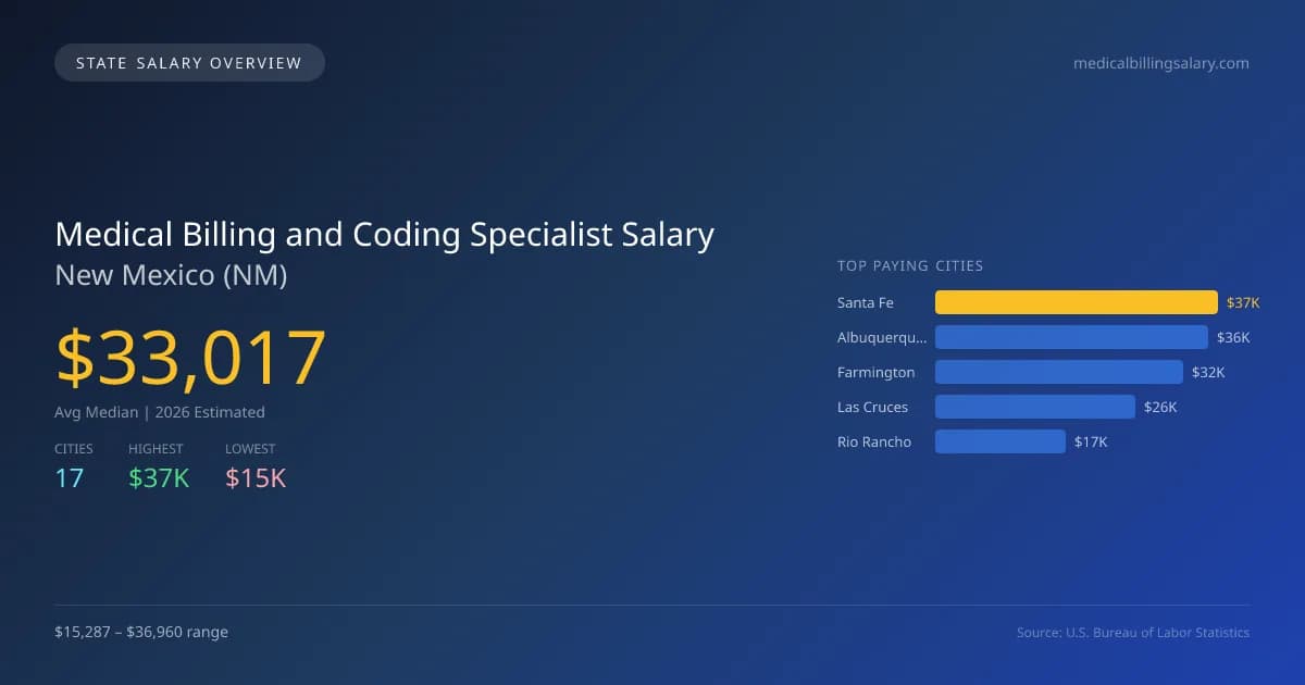 Medical Billing and Coding Specialist Salary in New Mexico - 2025 BLS Data Infographic