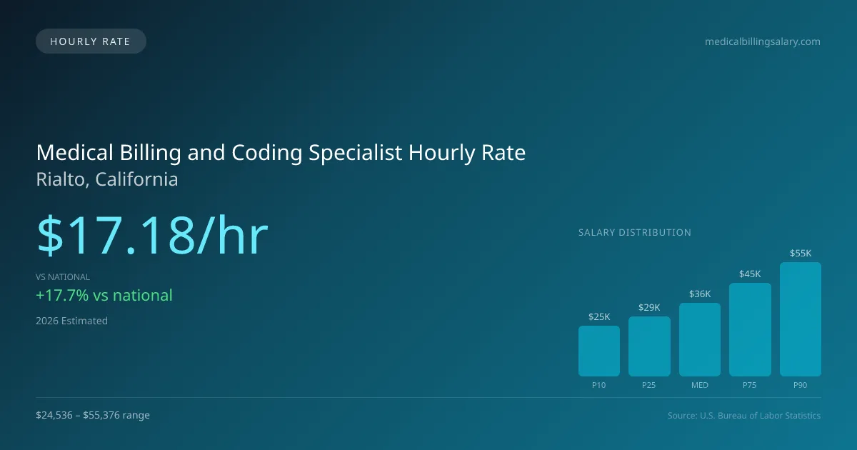 Medical Billing and Coding Specialist Hourly Rate in Rialto, CA — 2026 est., based on 2025 BLS