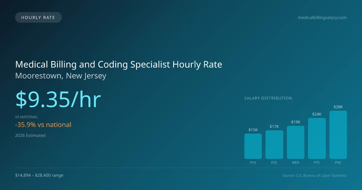 Medical Billing and Coding Specialist Hourly Rate in Moorestown, NJ — 2026 est., based on 2025 BLS
