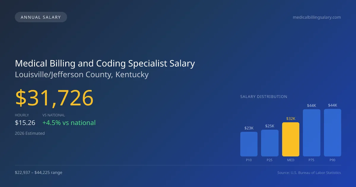 Medical Billing and Coding Specialist Salary in Louisville/Jefferson County, KY — 2026 est., based on 2025 BLS