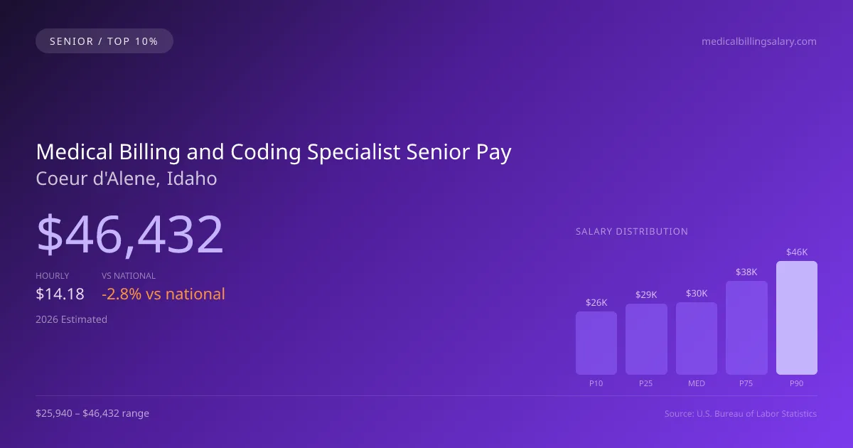 Medical Billing and Coding Specialist Senior Salary in Coeur d'Alene, ID — 2026 est., based on 2025 BLS