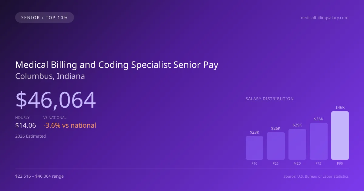 Medical Billing and Coding Specialist Senior Salary in Columbus, IN — 2026 est., based on 2025 BLS