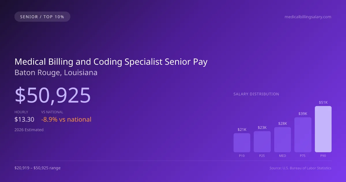 Medical Billing and Coding Specialist Senior Salary in Baton Rouge, LA — 2026 est., based on 2025 BLS