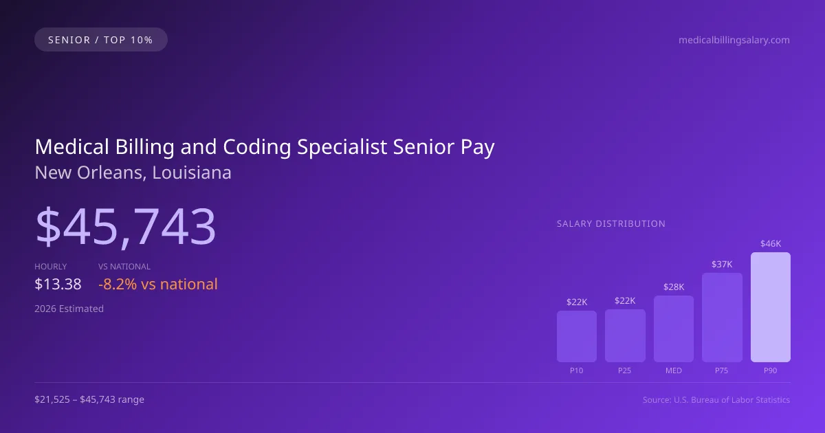 Medical Billing and Coding Specialist Senior Salary in New Orleans, LA — 2026 est., based on 2025 BLS