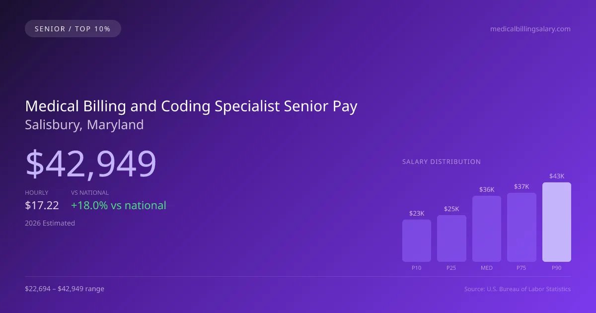Medical Billing and Coding Specialist Senior Salary in Salisbury, MD — 2026 est., based on 2025 BLS