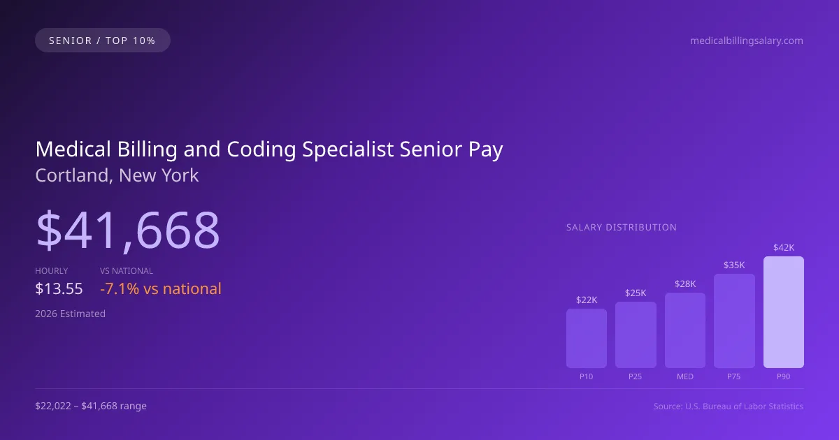 Medical Billing and Coding Specialist Senior Salary in Cortland, NY — 2026 est., based on 2025 BLS