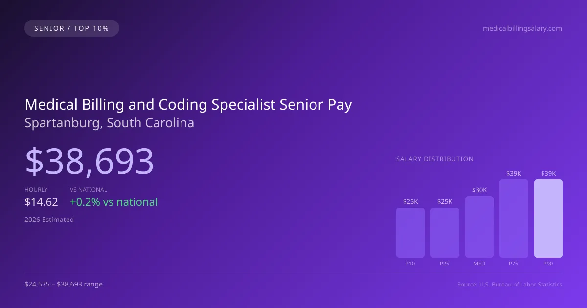 Medical Billing and Coding Specialist Senior Salary in Spartanburg, SC — 2026 est., based on 2025 BLS