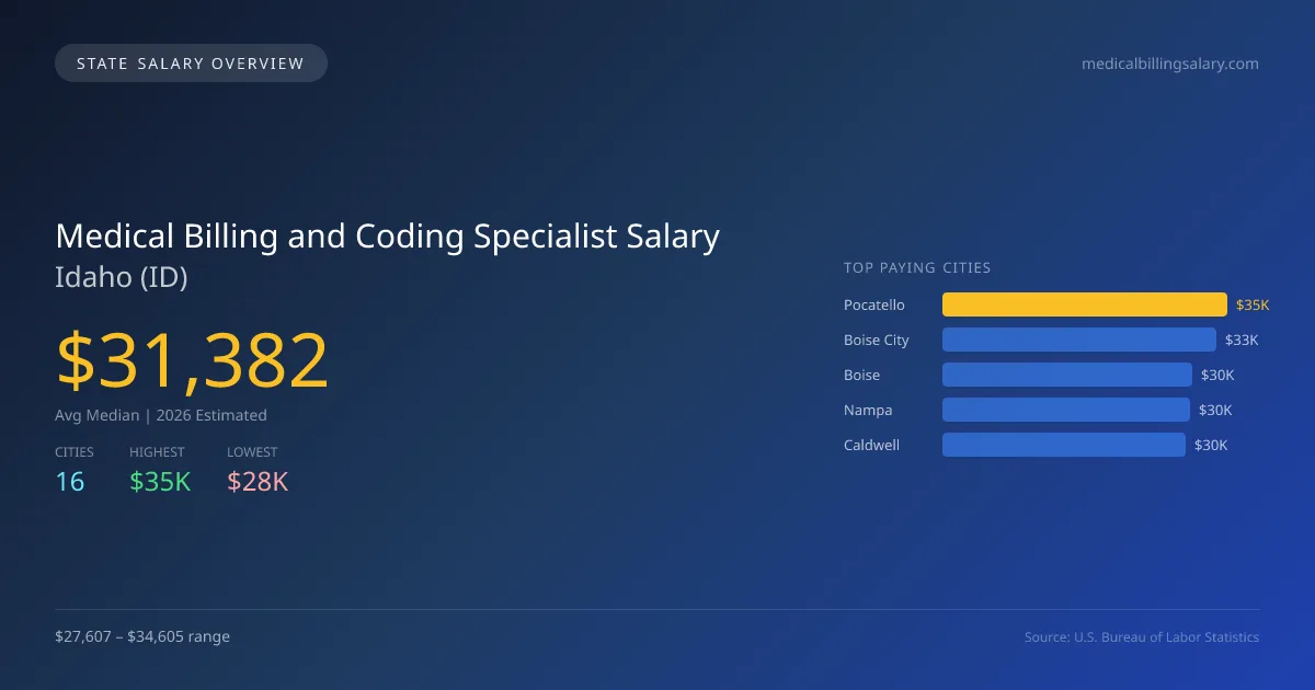 Medical Billing and Coding Specialist Salary in Idaho - 2025 BLS Data Infographic