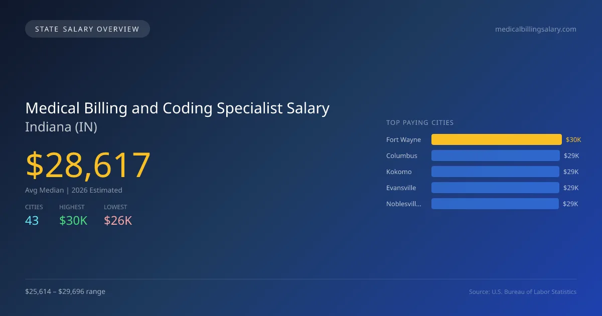 Medical Billing and Coding Specialist Salary in Indiana - 2025 BLS Data Infographic