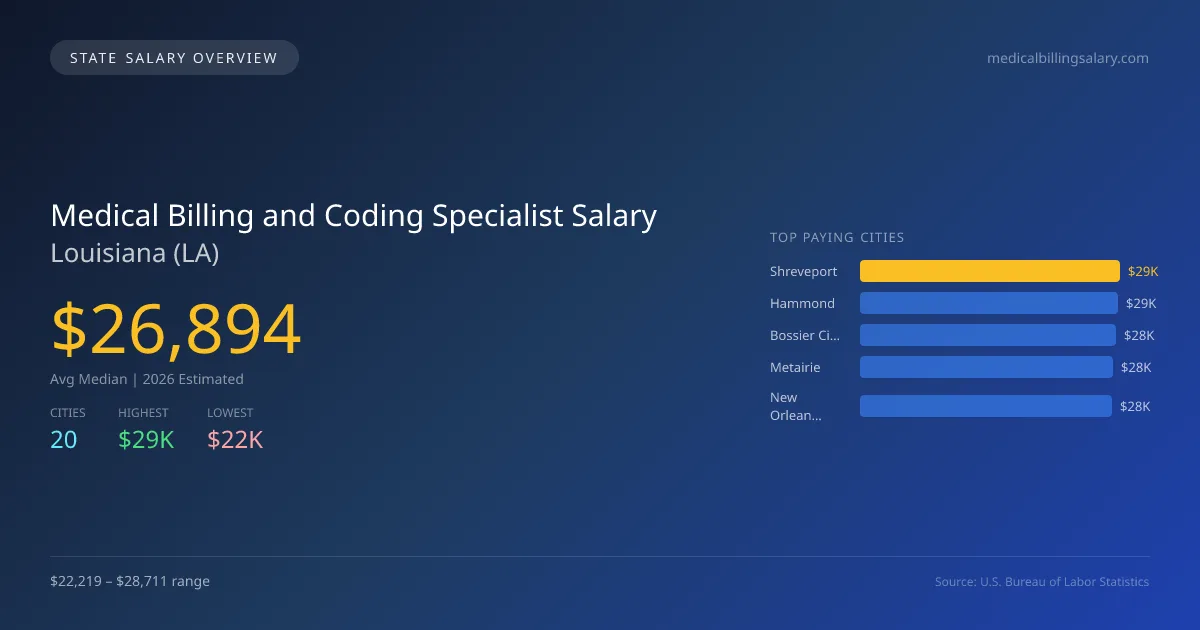 Medical Billing and Coding Specialist Salary in Louisiana - 2025 BLS Data Infographic