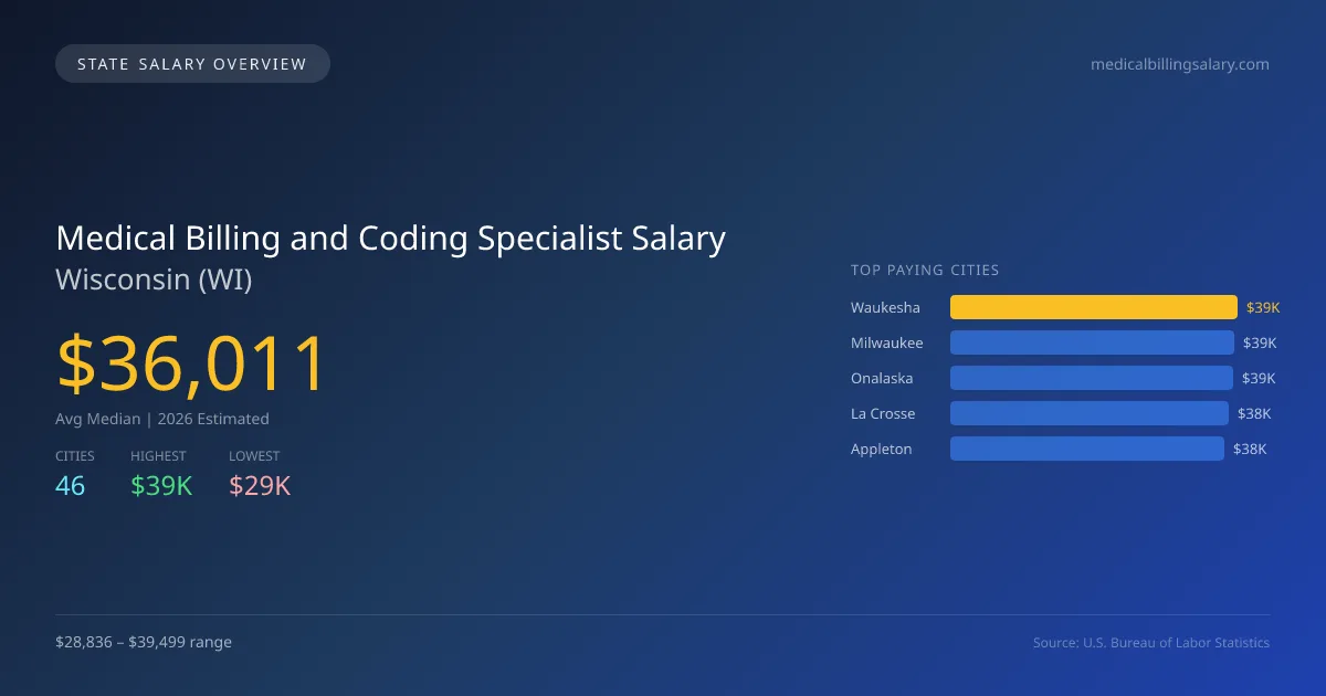 Medical Billing and Coding Specialist Salary in Wisconsin - 2025 BLS Data Infographic
